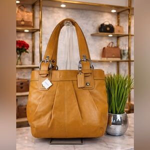 COACH Y2K SOHO YELLOW SAFFRON PLEATED SHOULDER BAG TOTE PURSE F15045 NWT